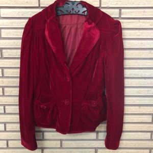 Red Crushed Velvet Blazer - Medium - Jacket